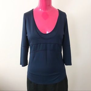Uniqlo Navy Blue 3/4 Sleeve Workout Top